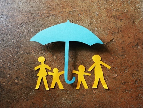 family under umbrella